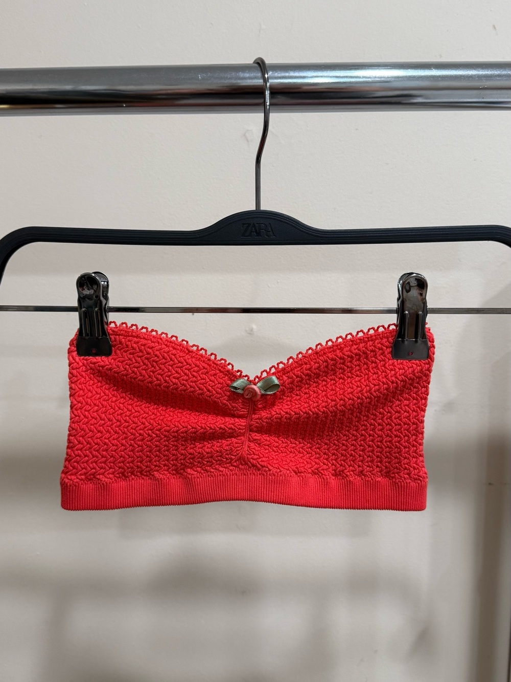 Free People Intimately Red Textured Bandeau Tube Top XXS/XS